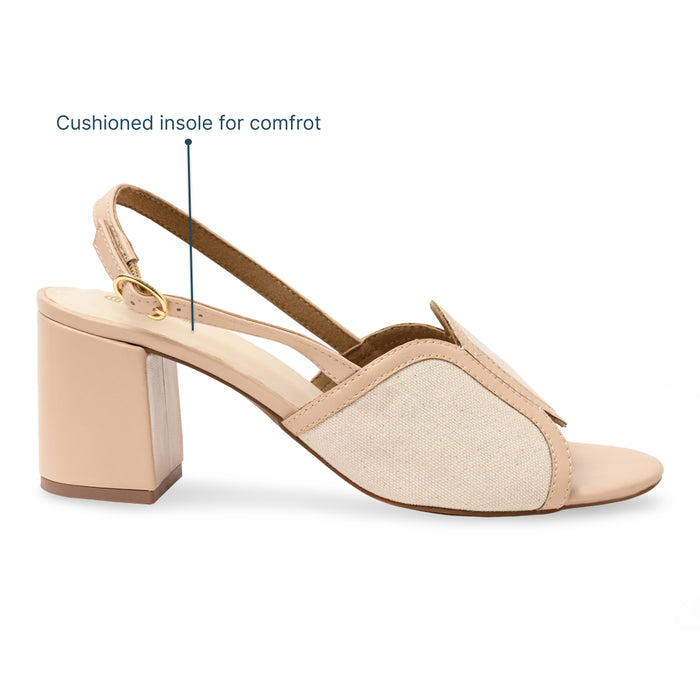 Peach Canvas Oval Heel