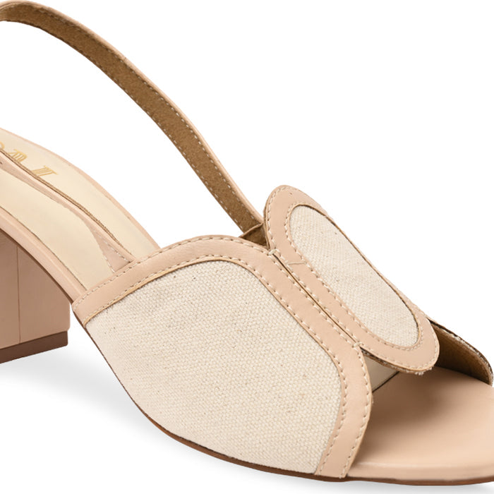 Peach Canvas Oval Heel
