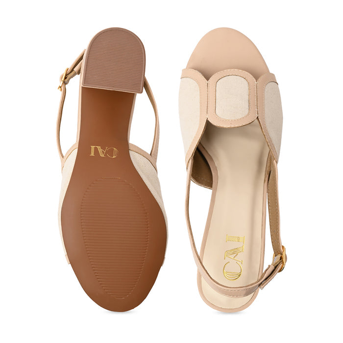 Peach Canvas Oval Heel