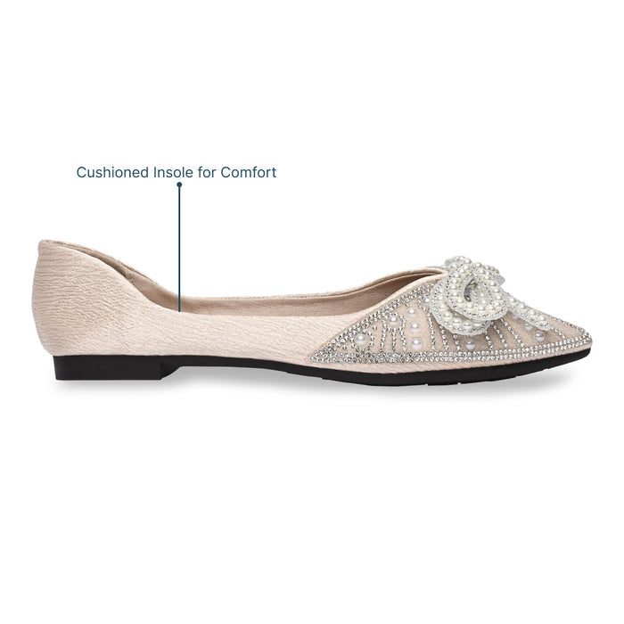 Pearled Bow White Ballerina