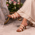 Pearly Eyelit Strapped Heels