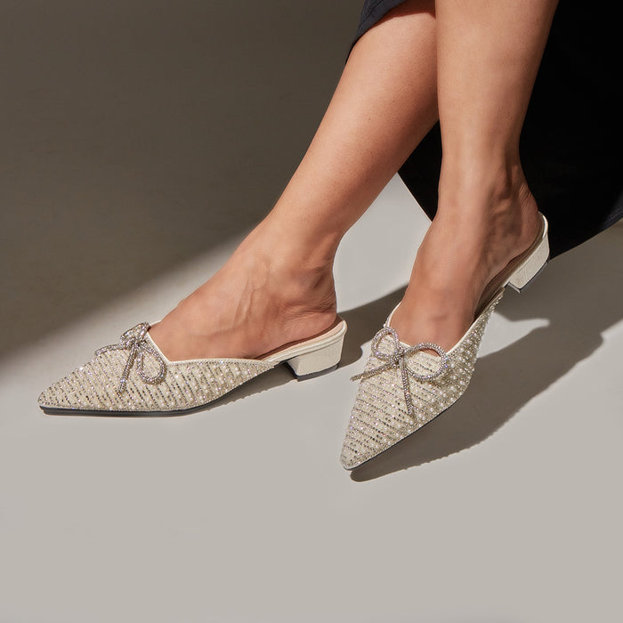 Pearly White Mule Heels
