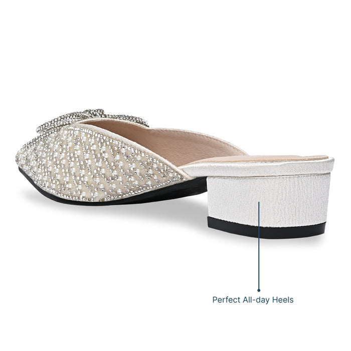 Pearly White Mule Heels