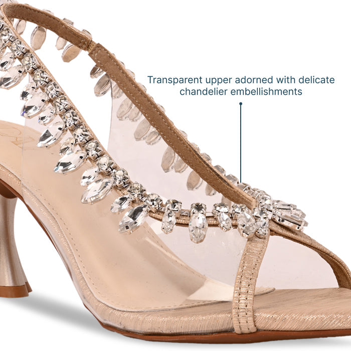 Peep Toe Embellished Heels