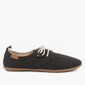 Pierre Cardin Women's Riviera lace-up shoes in black canvas with light brown soles, shown from a side view.