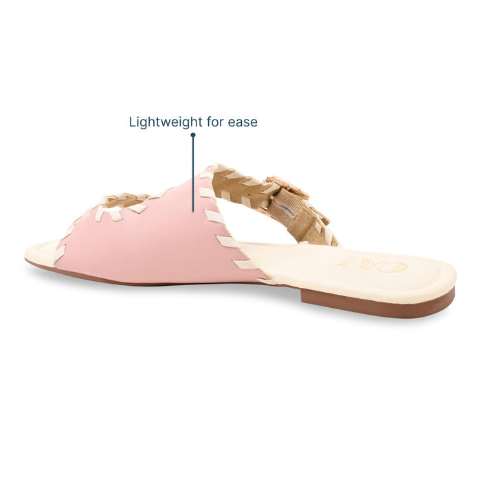 Pink Intertwined Strapped Flat