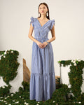 Pinstripe Ruffle Maxi Dress
