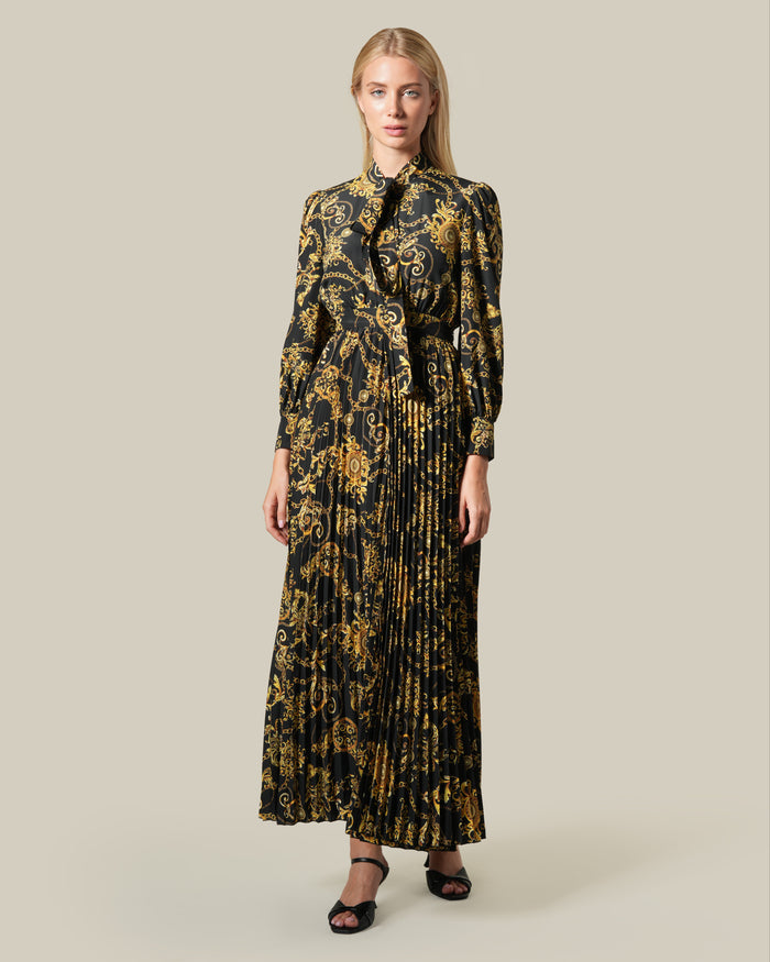 Pleated Baroque Chain Dress