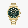 Police Mens Gold Green Dial Watch Gold Strap | Police