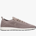 Polo Ladies Classix Knitted Runner Sneaker in taupe, featuring a breathable knit upper and white sole, shown from a side