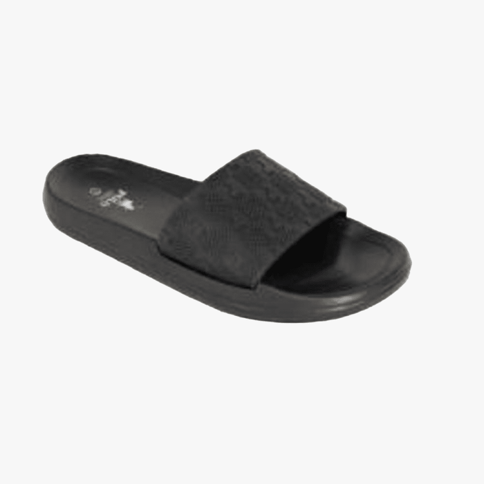Polo Mens Block Monogram Pool Sandal Black | Polo