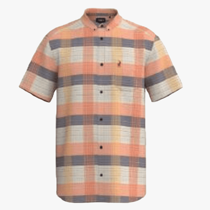 Polo Mens Bold Check Short Sleeve Shirt Orange | Polo