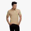 Polo Mens Carter Pique Custom Fit Short Sleeve Golfer Stone Polo
