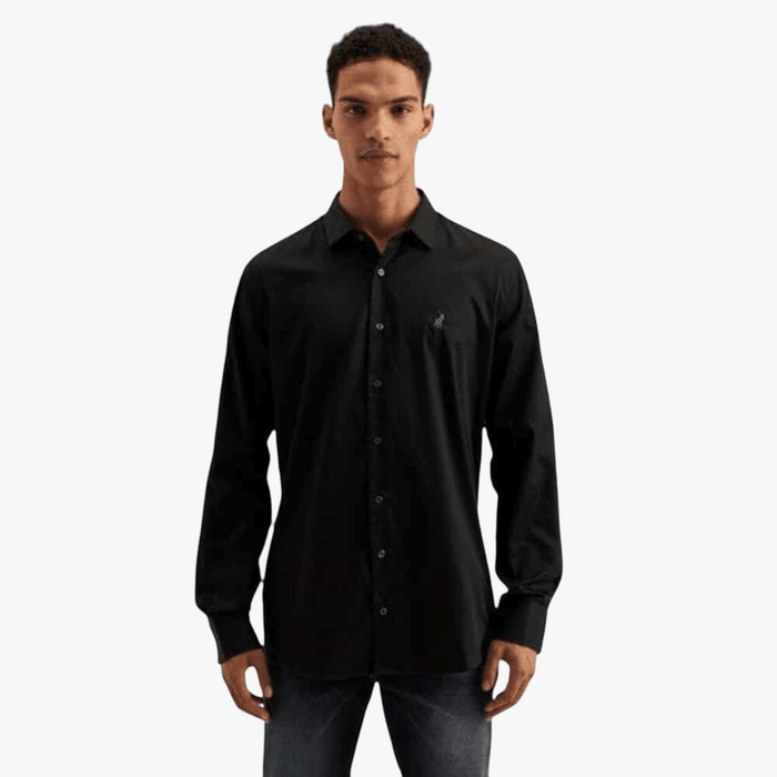 Polo Mens Custom Fit Greig Long Sleeve Shirt Black | Polo
