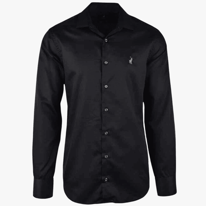 Polo Mens Custom Fit Greig Long Sleeve Shirt Black | Polo