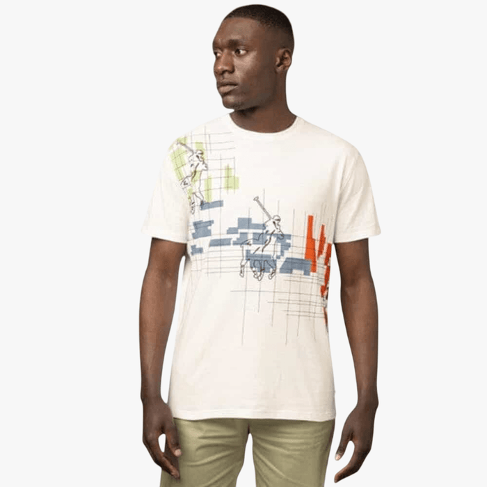 Polo Mens Distorted Printed Short Sleeve Tee Off White | Polo
