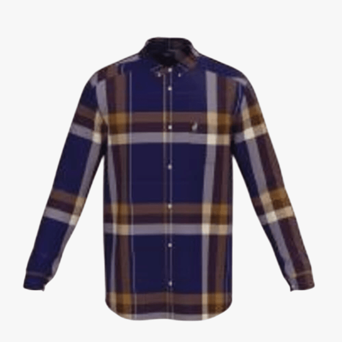 Polo Mens Easy Care Bold Check Long Sleeve Shirt Dark Blue | Polo