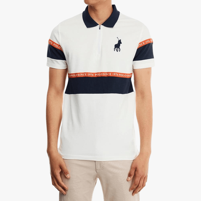 Polo Mens Logo Tape Short Sleeve Golfer White | Polo