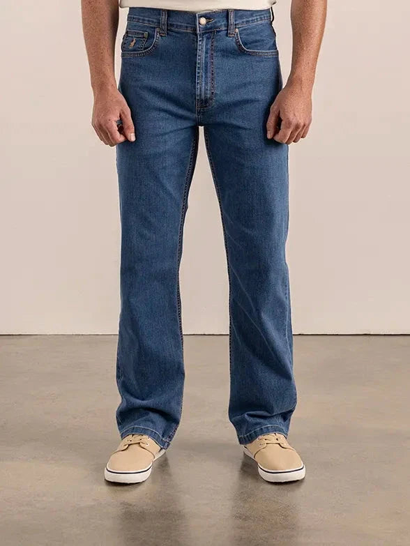 Polo Mens Paul Comfort Fit Relaxed Leg Stretch Denim Stone Wash | Polo