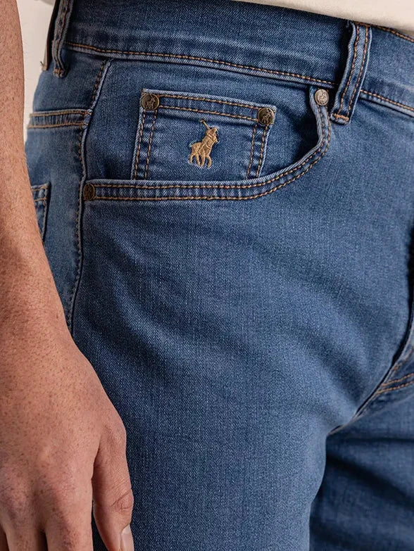 Polo Mens Paul Comfort Fit Relaxed Leg Stretch Denim Stone Wash | Polo