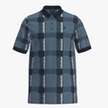 Polo Mens Printed Check Mercerised Short Sleeve Golfer Blue | Polo