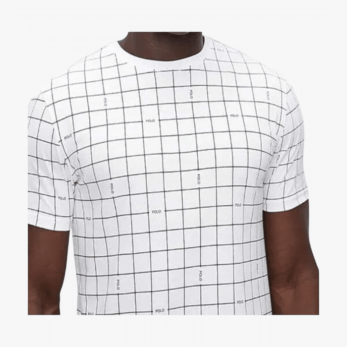 Polo Mens Printed Grid Short Sleeve Tee White | Polo