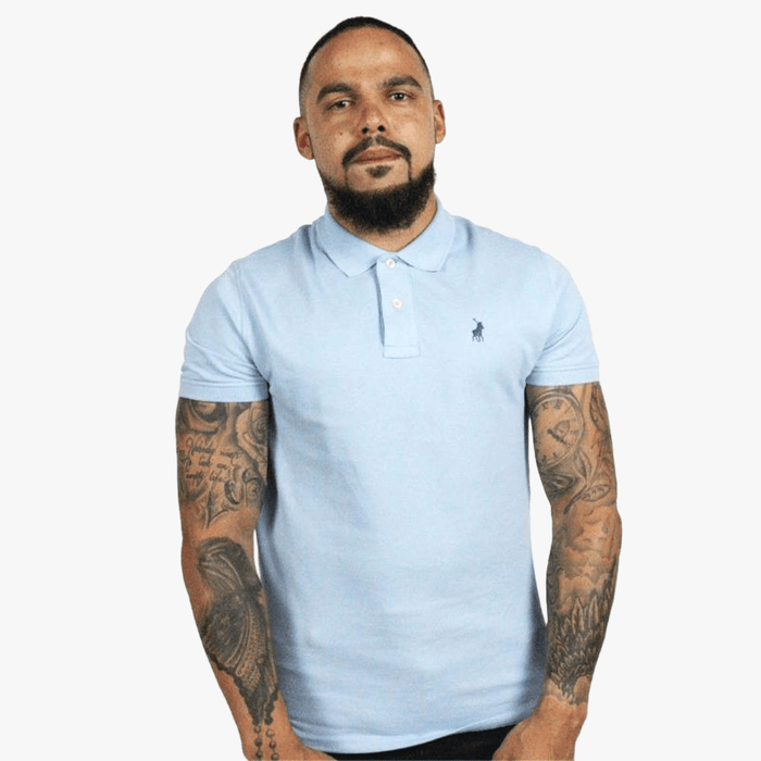 Polo Mens Stretch Pique Short Sleeve Golfer Light Blue | Polo