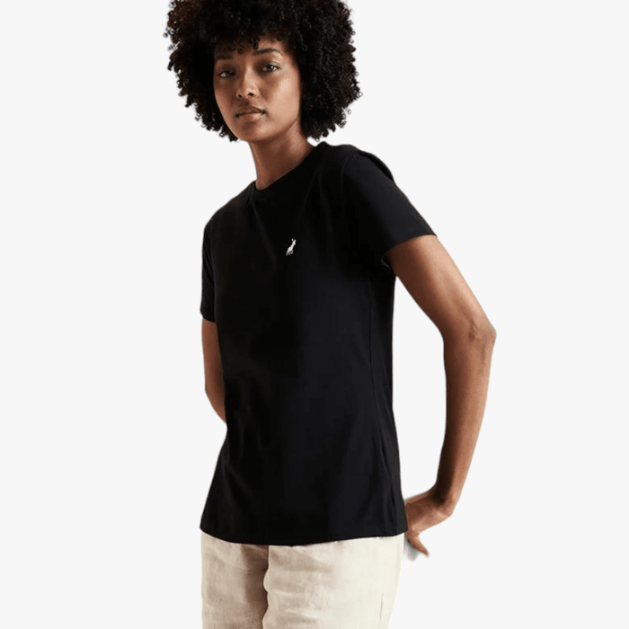 Polo Womens Allie Small Pony Stretch Short Sleeve Tee Black Polo