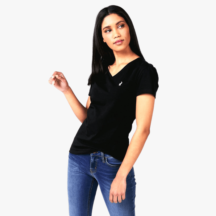 Polo Womens Kelly V Neck Stretch Short Sleeve Tee Black Polo