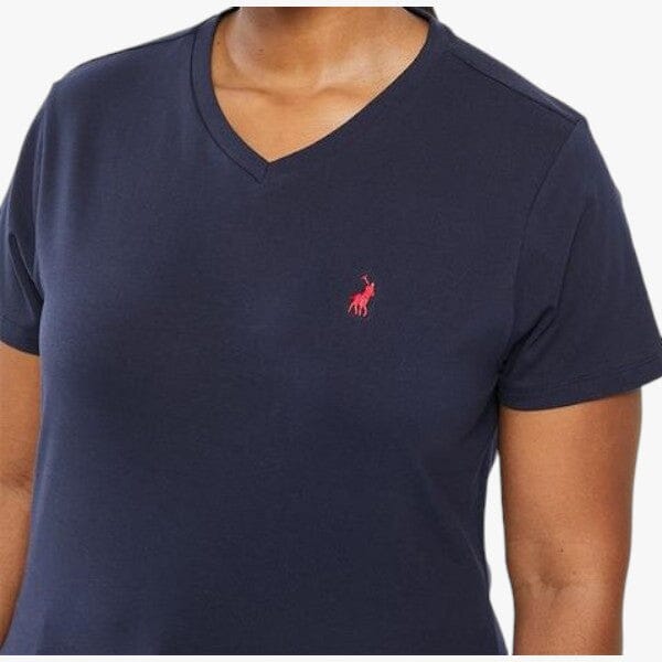 Polo Womens Kelly V Neck Stretch Short Sleeve Tee Navy Polo