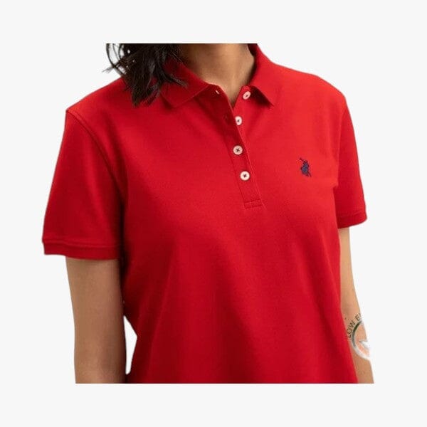 Polo Womens Margot Small Pony Stretch Short Sleeve Golfer Red | Polo