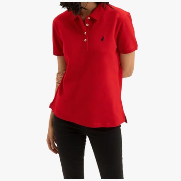 Polo Womens Margot Small Pony Stretch Short Sleeve Golfer Red | Polo