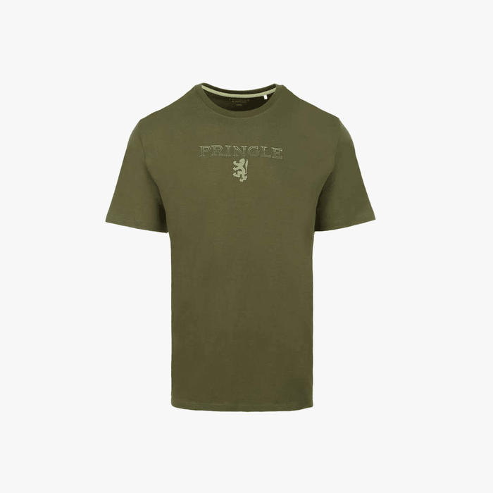 Pringle Mens Ezra Short Sleeve Logo Crew Tee Fatigue | Pringle