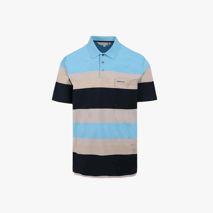 Pringle Mens Kai Mercerised Short Sleeve Golfer Blue | Pringle