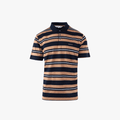Pringle Mens Ledger Striped Mercerised Short Sleeve Golfer Navy Pringle