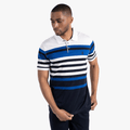 Pringle Mens Slim Fit Double Mercerised Short Sleeve Golfer White Stripe Pringle