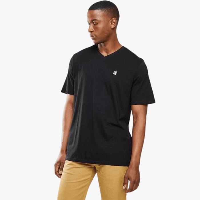 Pringle Mens V Neck Core Pima Cotton Short Sleeve Tee Black Pringle