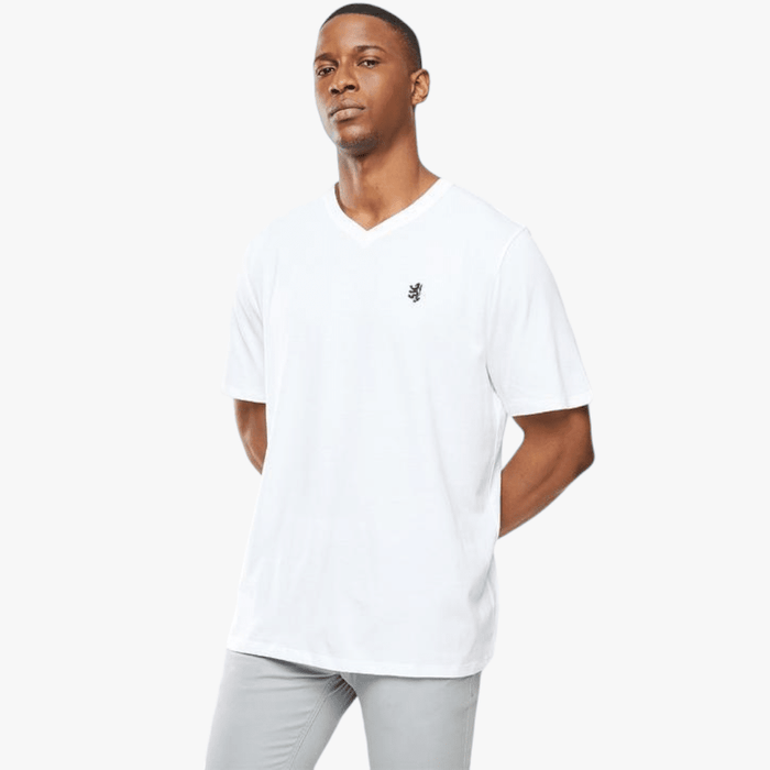 Pringle Mens V Neck Core Pima Cotton Short Sleeve Tee White Pringle