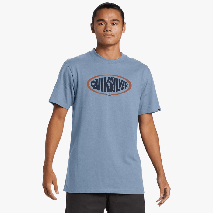 Quiksilver Oval Script Short Sleeve Tee Faded Denim | Quiksilver