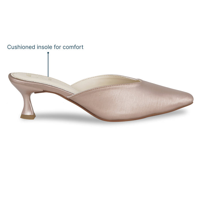 Radiant Rosegold Mule Pumps
