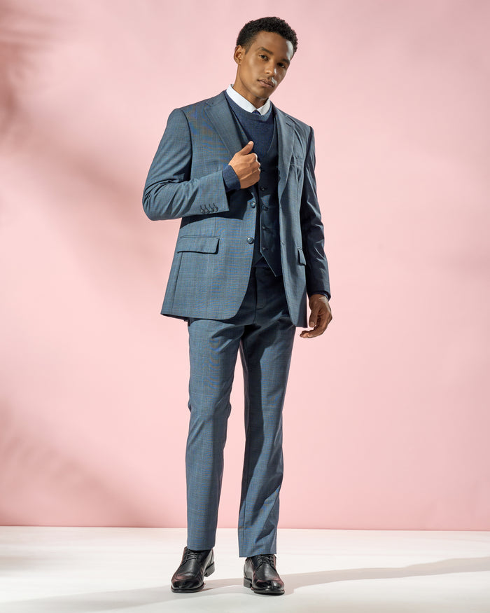 Regular Fit Navy Three-Piece Suit