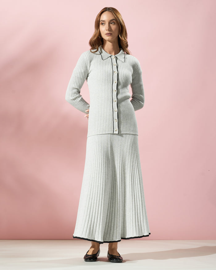 Ribbed Knit Button-Down Cardigan