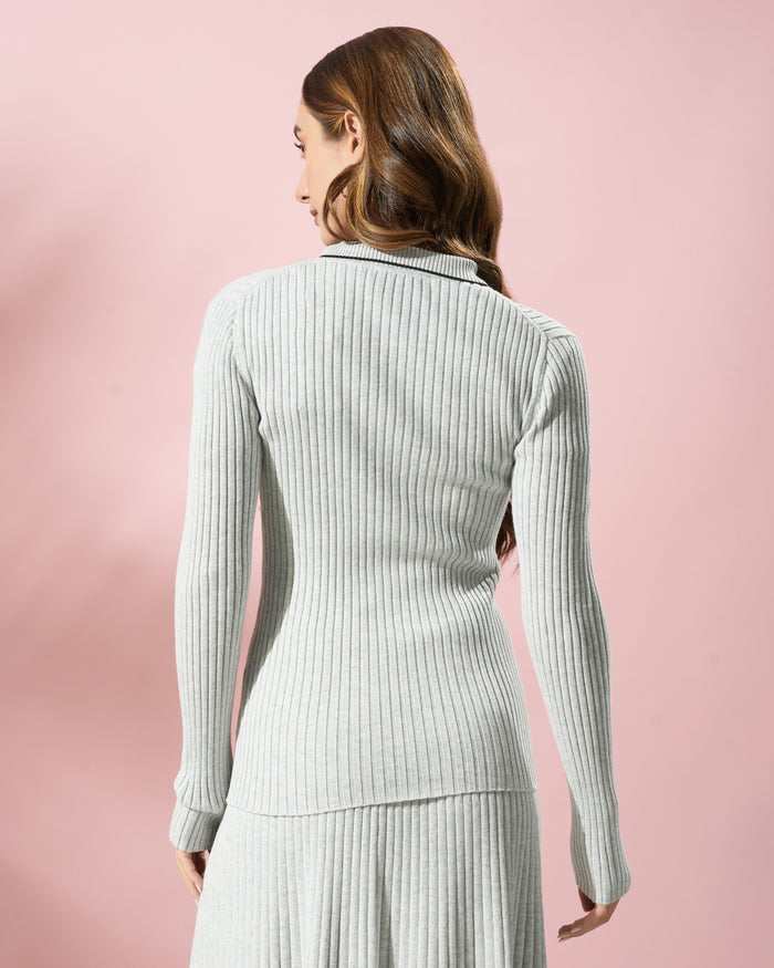Ribbed Knit Button-Down Cardigan