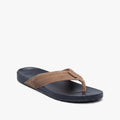 Ripcurl Mens Soft Sand Leather Sandal in tan with a black sole, featuring leather-suede straps.
