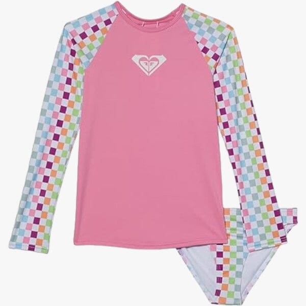 Roxy Girls Rainbow Check Long Sleeve Swim Set White Multi Rainbow | Roxy