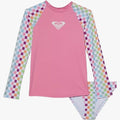 Roxy Girls Rainbow Check Long Sleeve Swim Set White Multi Rainbow | Roxy