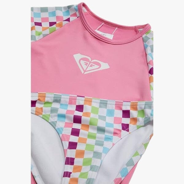 Roxy Girls Rainbow Check Long Sleeve Swim Set White Multi Rainbow | Roxy
