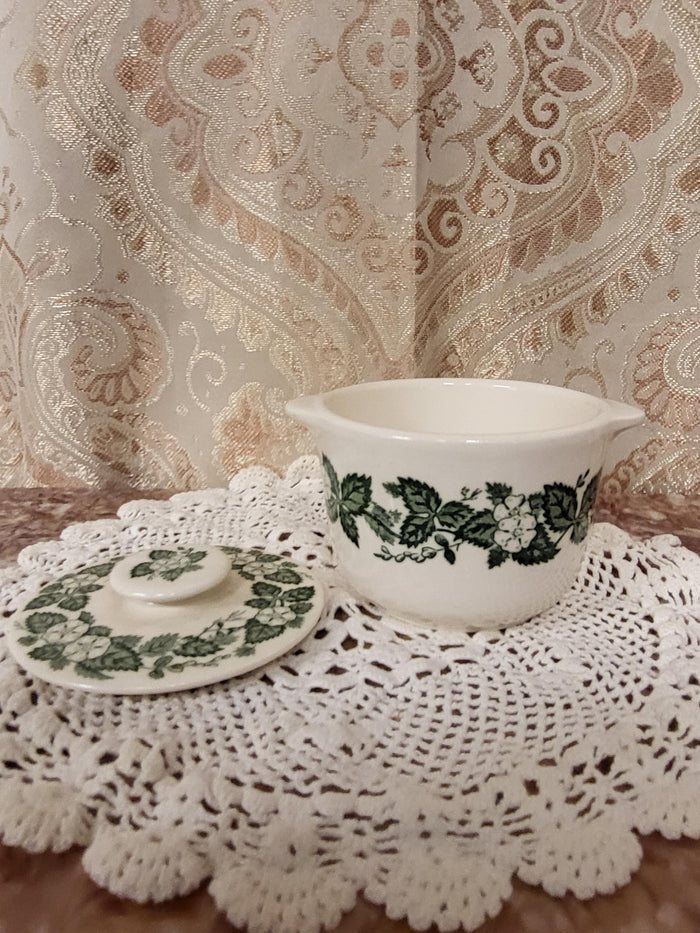 Royal China Underglaze "Old English Green" Sugar bowl with lid