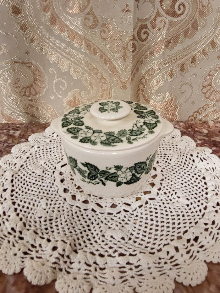 Royal China Underglaze "Old English Green" Sugar bowl with lid