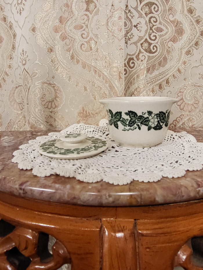 Royal China Underglaze "Old English Green" Sugar bowl with lid